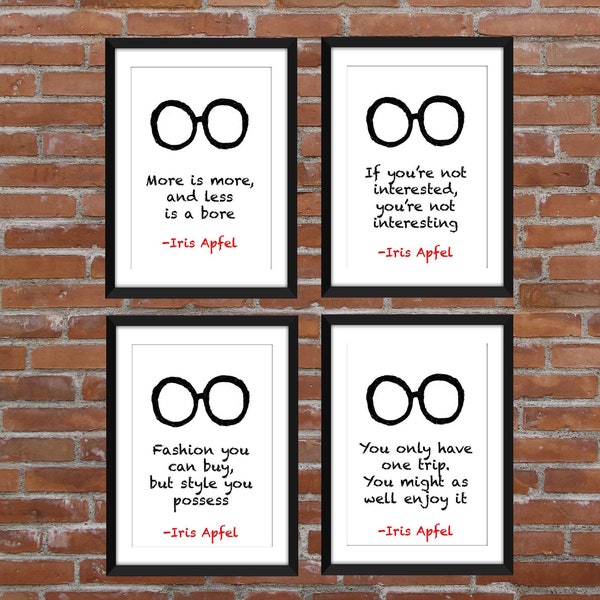 Set of 4 Iris Apfel Fashion Quotes - Unframed Prints