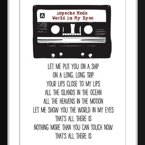 World in My Eyes Lyrics - Unframed Depeche Mode Print - Ideal Gift for Depeche Mode Fan