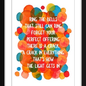 Anthem Lyrics - Unframed Leonard Cohen Print