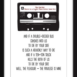 There is a Light That Never Goes Out Lyrics - Unframed Print - Ideal Gift for Smiths Fan