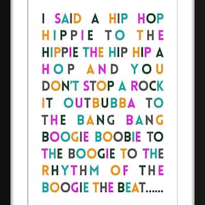 Rapper&#39;s Delight Lyrics - Unframed Sugarhill Gang Print