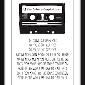 Temptation Lyrics - Unframed New Order Print - Ideal Gift for New Order Fan
