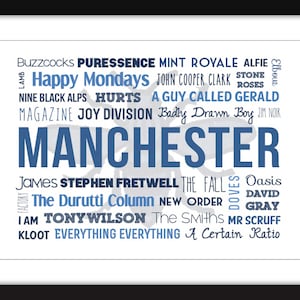 Manchester Music Typography Print - Unframed Print