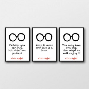 Set of 3 Iris Apfel Fashion Quotes - Unframed Prints