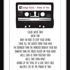 Power of Two Lyrics - Unframed Indigo Girls Print
