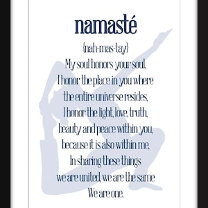 Namaste Definition - Unframed Yoga Print
