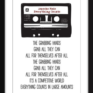 Everything Counts Lyrics - Unframed Depeche Mode Print - Ideal Gift for Depeche Mode Fan