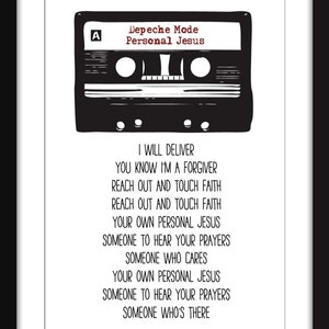 Personal Jesus Lyrics - Unframed Depeche Mode Print - Ideal Gift for Depeche Mode Fan