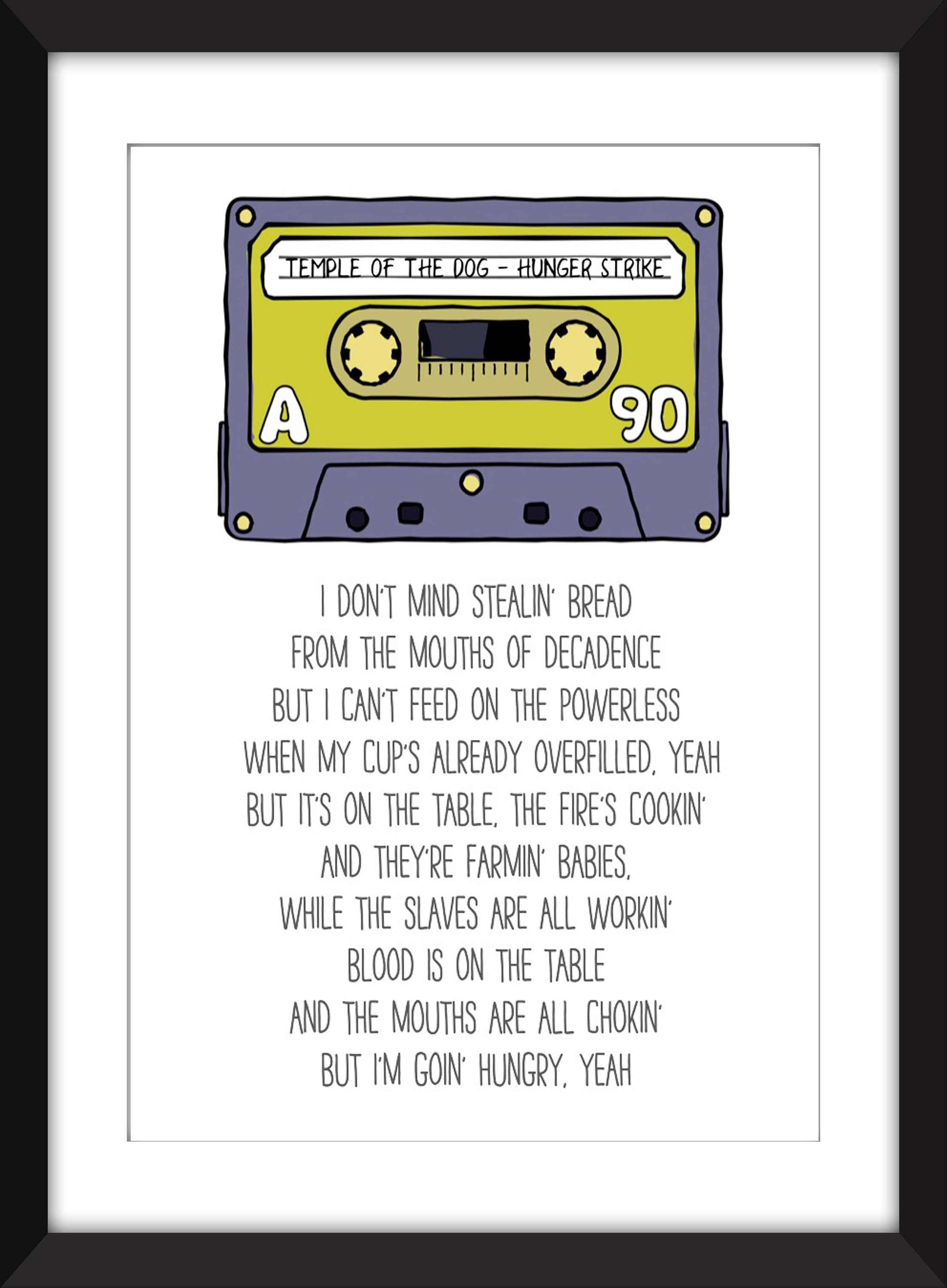 Temple Of The Dog Hunger Strike Lyrics Temple of the Dog Hunger Strike Lyrics Unframed Print - Etsy
