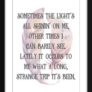 Truckin&#39; Lyrics - Unframed Grateful Dead Print - Ideal Gift for Deadheads