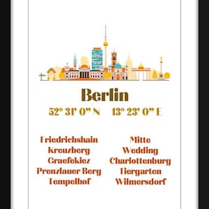 Berlin Neighbourhoods Unframed Print - Ideal Gift for Berliner/Berlin Fan