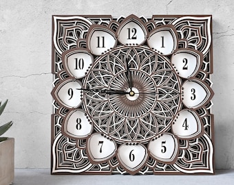 Mandala Clock Hand Made - Brown & White