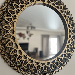 EUBUY 5D DIY Diamond Painting Makeup Mirror Round Wall Hanging Mirror  Mandala Diamond Embroidery Mirror Home Decor Handmade Gift 