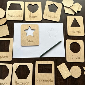 Schede flash educative con forme in legno con attività coinvolgenti per bambini Forme in legno Schede flash in legno con forme Forme di schede flash