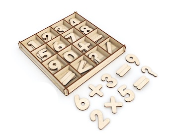 Education Numbers Set With Box, Wooden Learning Toys, Educational Numbers Play Set, Eco toys, Gift For Kids