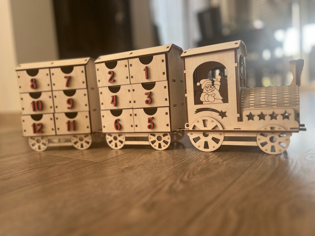 DIY Wooden Train Advent Calendar Kit Personalize Your Christmas