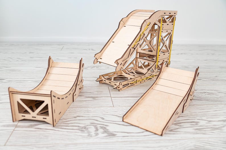 2in1 Wooden Racetrack and Jumping Ramp! Auto Trampoline | Assembled ...