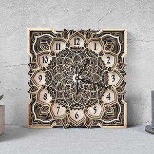 Exclusive Mandala Wal Wooden Clock Hand Made - Gold, Black &Natural