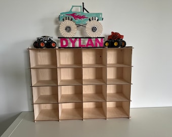Półka Monster Truck, Półka na samochodziki | Organizer Monster Truck, Spersonalizowany prezent dla dzieci