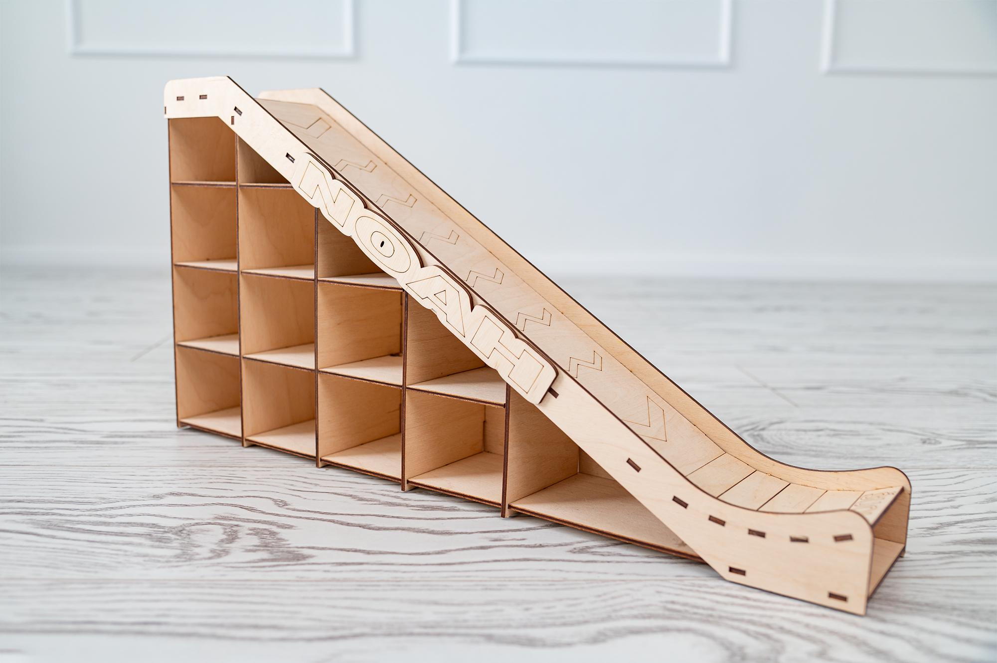 Wooden Car Racetrack Ramp JUMP | Trampoline and Auto Garage ...