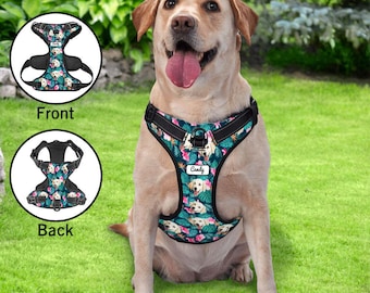 Custom Hawaiian Style Dog Harness Adjustable Reflective Vest No Pull Dog Harness Gifts for Pet Lovers