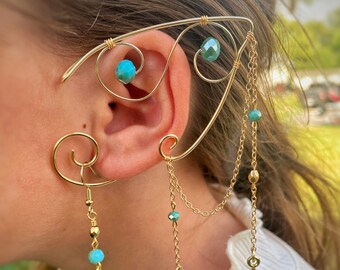 Gold Star Ear Cuffs: Teal Zelda Cosplay Accessory