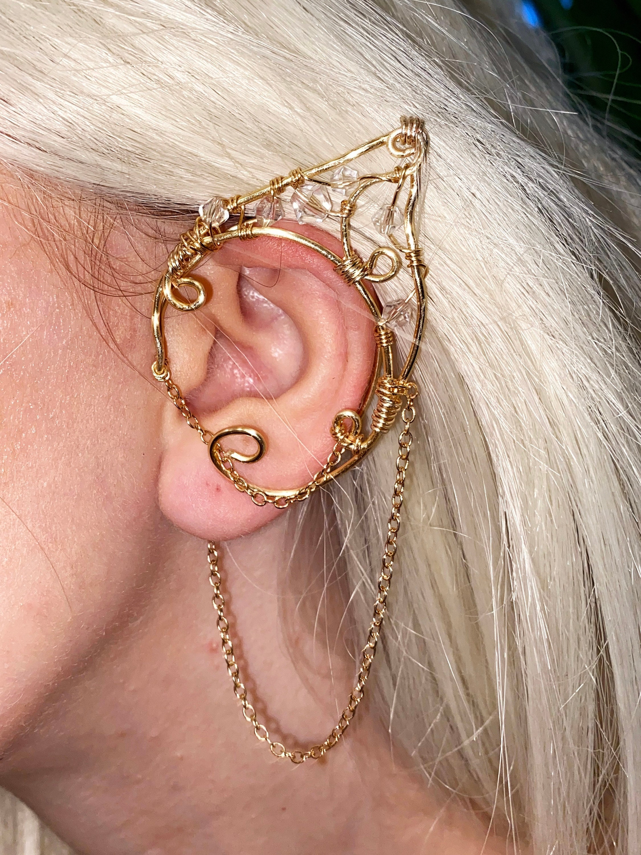 Pair of Gold Faery fairy Elf Ear Cuffs Fantasy Cosplay Halloween Jewelry Etsy
