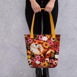 Fox and Flowers - Tote Bag 15x15 inches