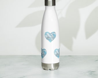 Cute Blue Heart Stainless Steel Water Bottle 17 oz