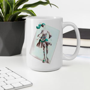 Abstrakte Mode Illustration Keramik Tasse / 11oz oder 15oz / Geschenk