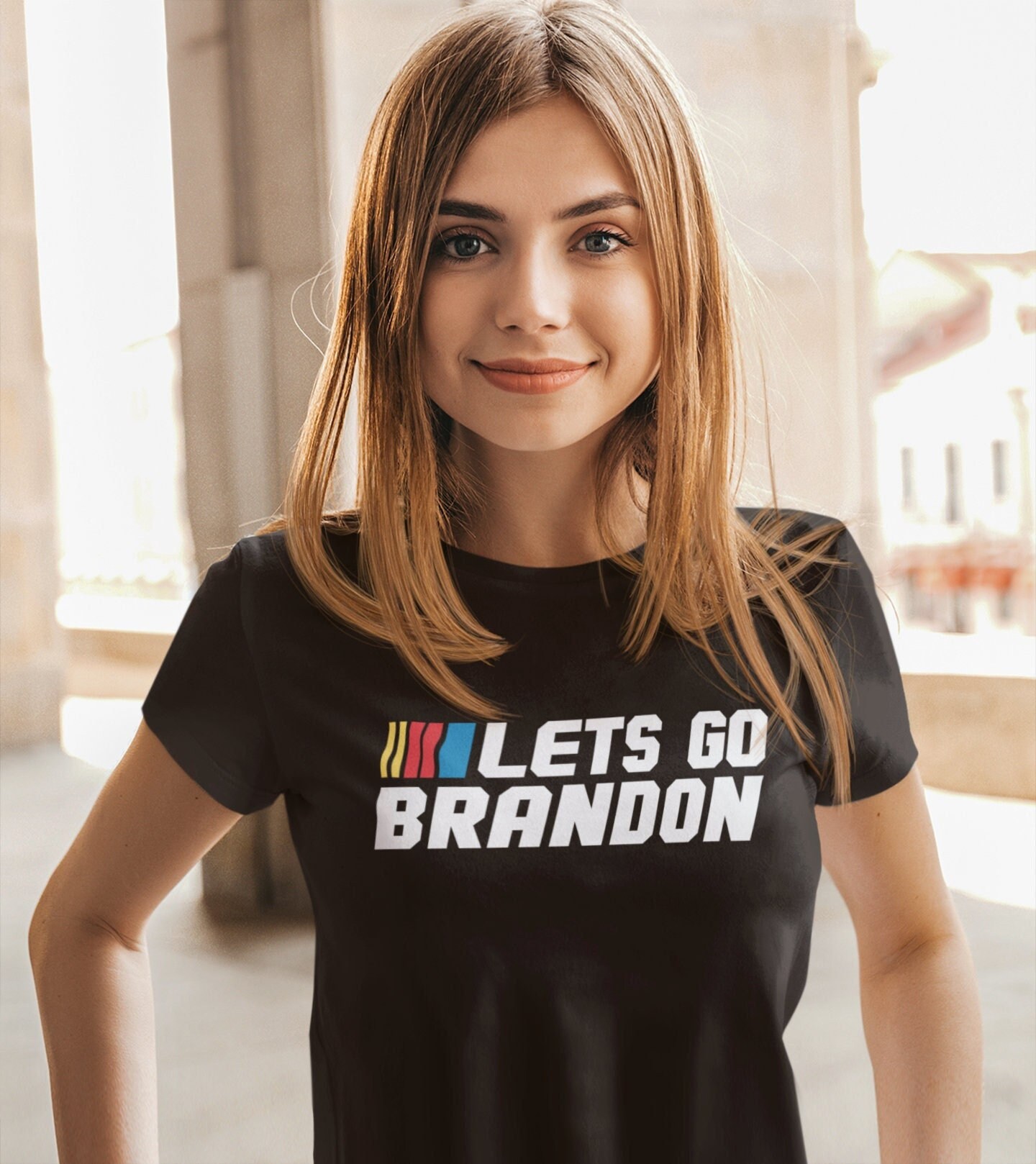 Let's Go Brandon Woman's Shirt | Funny Joe Biden, Conservative Shirt, Nascar Crowd Cheering, Republican Gift, Patriotic