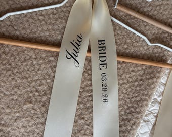 Personalized bridal party ribbons for hangers / custom ribbon / personalized ribbon / wedding  ribbon for hangers / hanger accessories