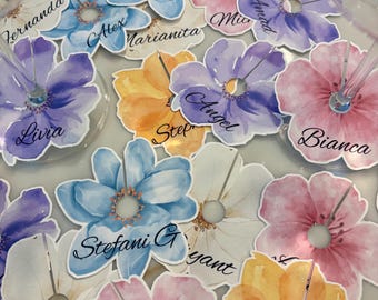 Floral Wedding Seating Cards / Wine-Stem Glass Seating Cards