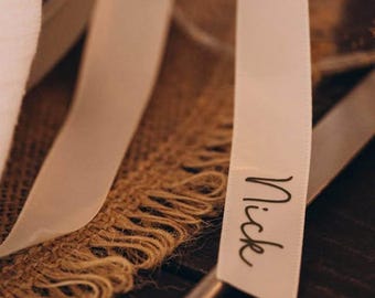 Personalized ribbons for brides / bride & grooms / bridal party / wedding seating cards / name tags