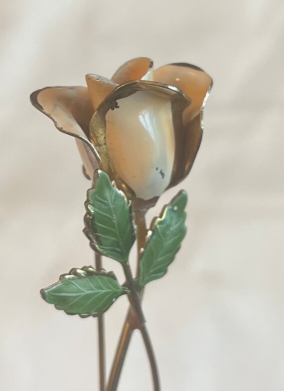 Vintage 1950s rose flower brooch / pin light pink /… Gem