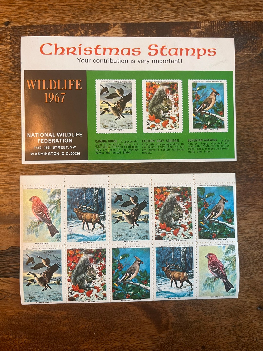 1967 National Wildlife Federation Christmas Stamps 50 Stamps 5 Sheets