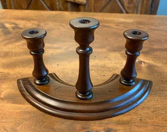 Vintage wooden candelabra - holds 1/2 inch diameter taper candles - Nice!