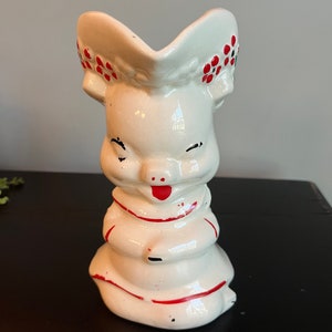 Vintage Pottery Pitcher in Shape of Pig USA Pottery Shawnee 7 1/2 inches tall