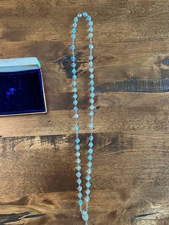Gorgeous vintage Catholic Rosary - clear beads, c… - image 7