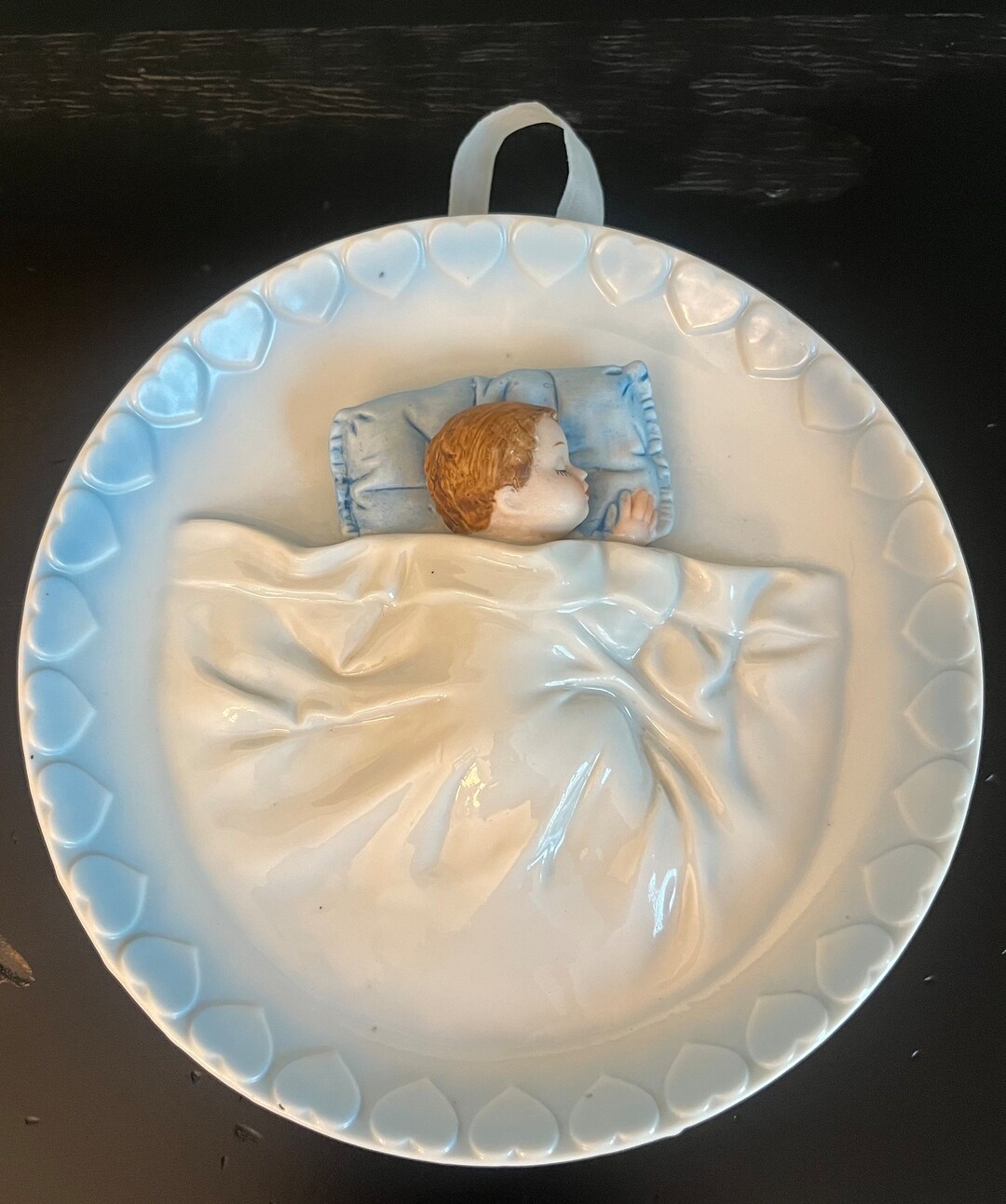 Vintage and Rare Baby Boy Sleeping Wall Hanging - Lego Made in