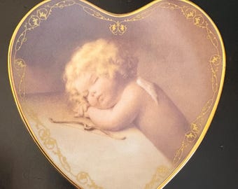 Vintage Angel Collectors Plate / Trinket Dish - Bradford Exchange Love’s Heavenly Messengers - Bessie Pease Gutmann - Sweet Slumber