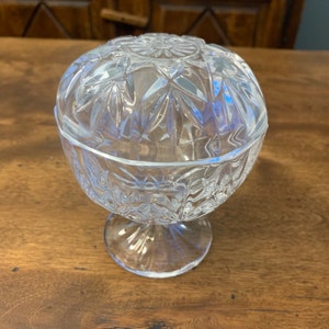 Vintage Lead Crystal Footed Compote with Lid Candy Trinket Dish 5 inches Tall - Gorgeous!
