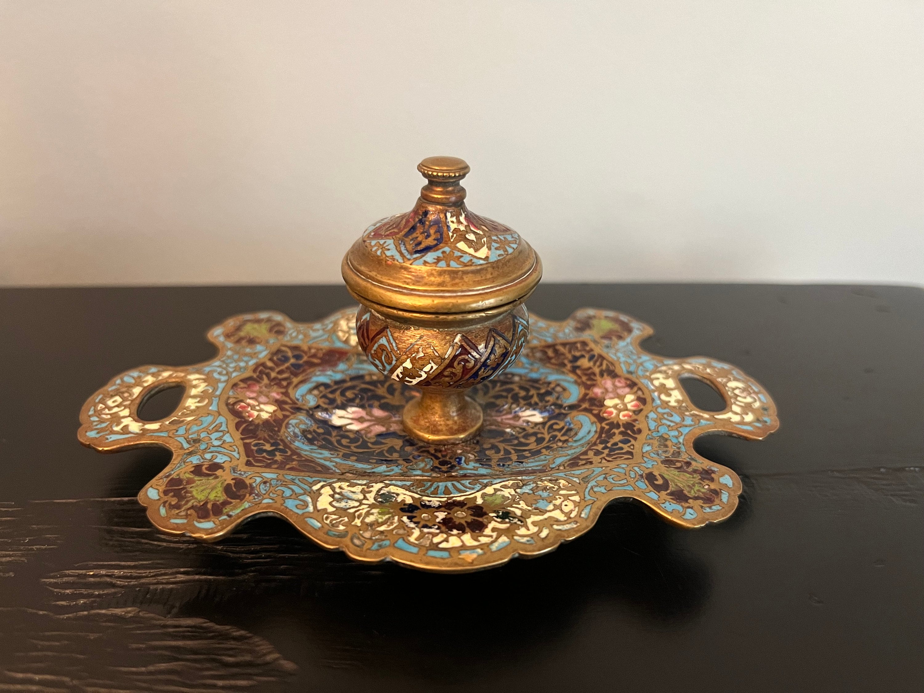 French Enameled Inkwell - Etsy