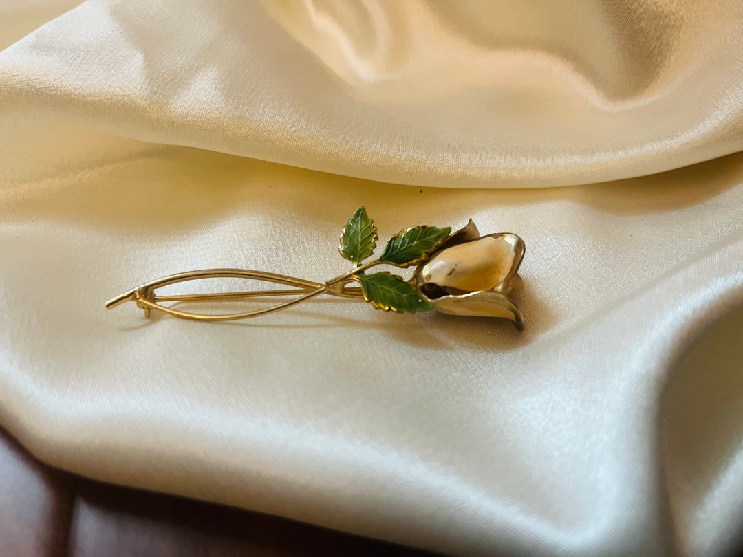 Vintage 1950s Rose Flower Brooch / Pin Light Pink / Peach Etsy