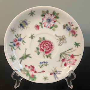 Antique Chinese Famille Rose Saucer Plate Replacement (No teacup) Flowers & Insects