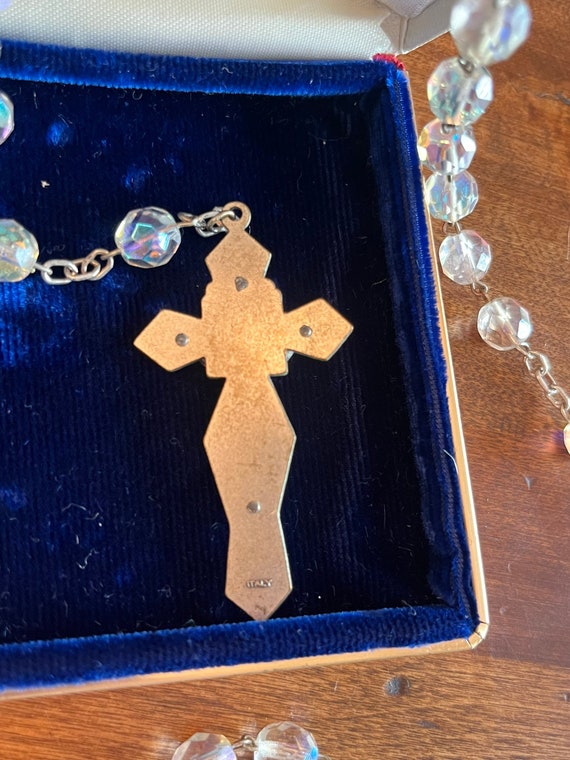 Gorgeous vintage Catholic Rosary - clear beads, c… - image 5