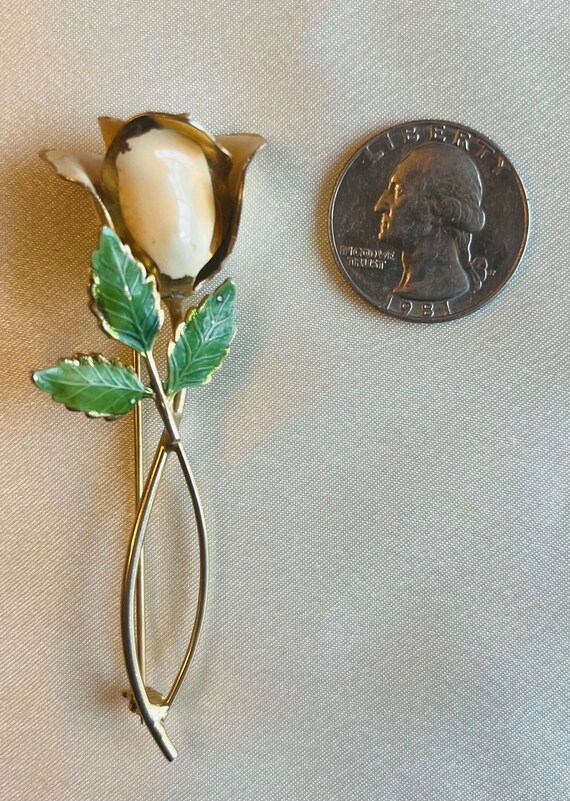 Vintage 1950s rose flower brooch / pin light pink /… Gem