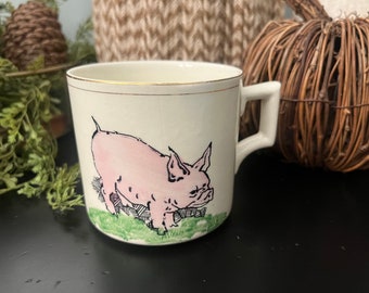 Vintage Grumpy Pig Mug - Coffee - Tea - farmhouse kitchen decor - made in England - Love it!