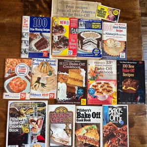 Large Set of Vintage Pillsbury Bake Off Cook Books - Annual Bake Off - 100 Prize Winning Recipes Cook Book - includes 15 books / pamphlets
