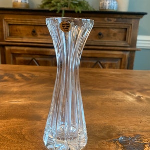 Lovely 24% Hand Cut Lead Crystal Vase made in Russia - solid and beautiful